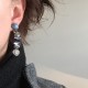 Boucles d'oreilles à pinces imitation pierres bleutées
