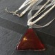 Triangle façon Murano rouge feuille d'argent 