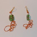 Boucles d'oreilles milleflori vert et arabesques orange