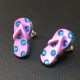 Boucles d'oreilles tongs violettes à pois de paillettes bleus