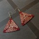 Boucles d'oreilles tissage perles japonaises miyuki rouge brique et argent