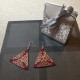 Boucles d'oreilles tissage perles japonaises miyuki rouge brique et argent