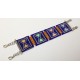 Bracelet tissage peyote en croisillons carrés avec miyuki argent, bleu, orange, saumon et vert menthe