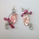 Boucles d'oreilles aluminium argent et rose nacres teintées dans la masse